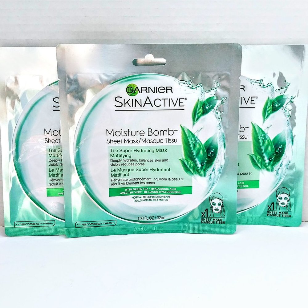 Garnier Skin Active Moisture Bomb Sheet Mask With Green Tea ( 3 Count)